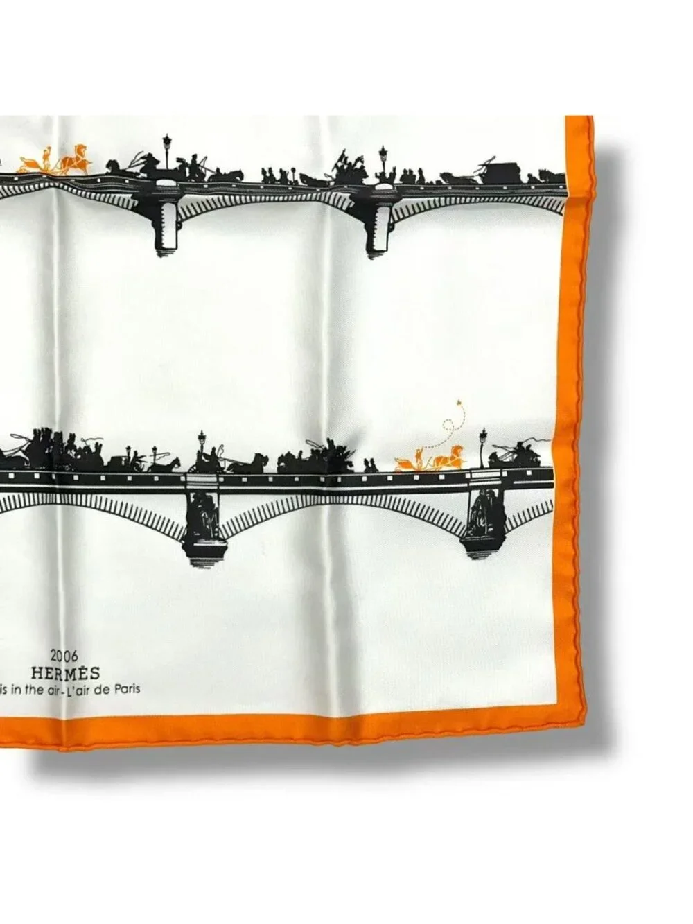 Hermes Scarf Silk Gavroche Paris Air Orange